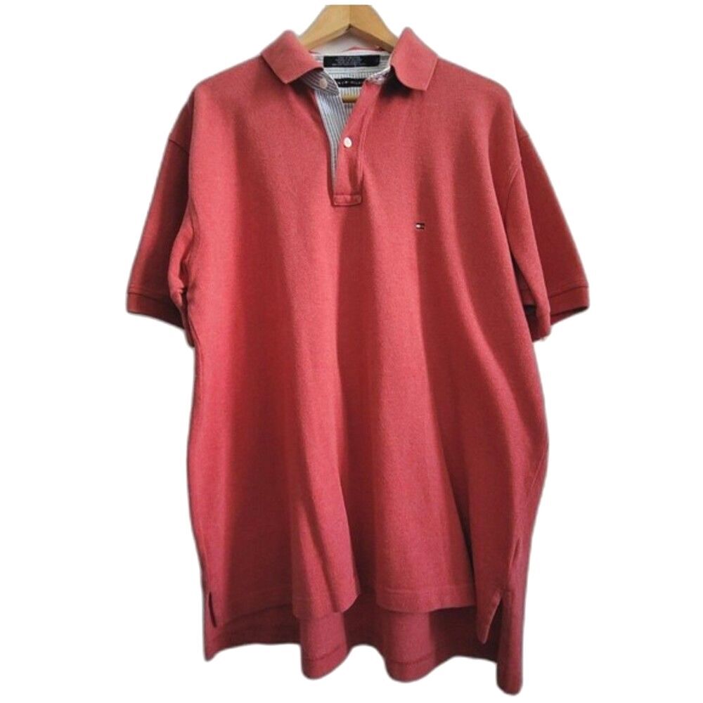 Tommy Hilfiger Men's cotton knit short sleeve polo shirt size L Red